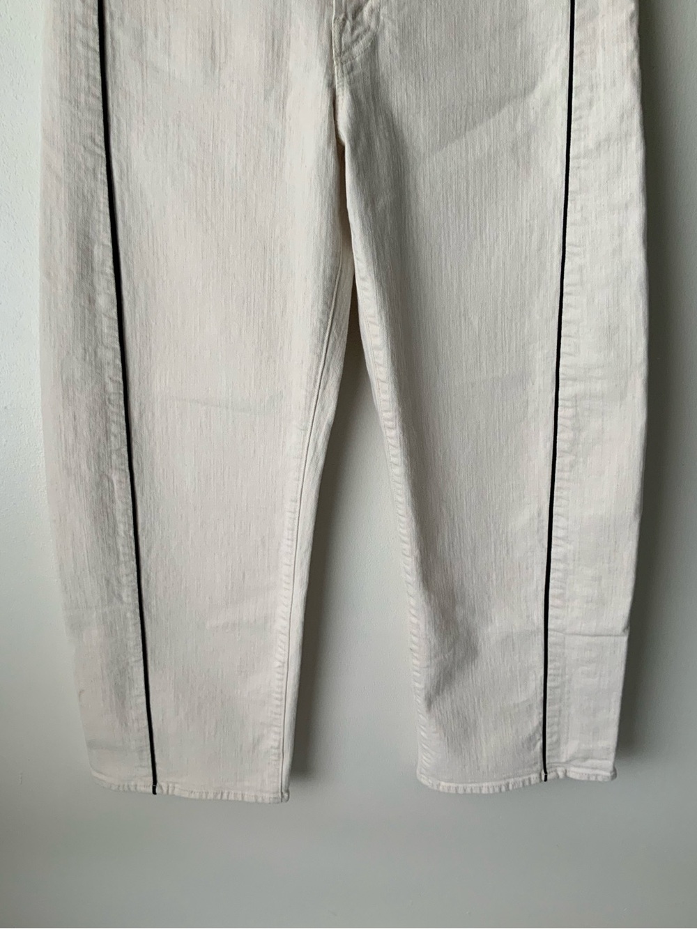 MOTHER SUPERIOR Jeans Half Piped Ankle Act Natural Cream Black Piping Size 26 - Picture 6 of 14